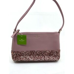 Kate Spade New York Mauve Pink Glitter Shoulder Bag Zip Closure for Women New